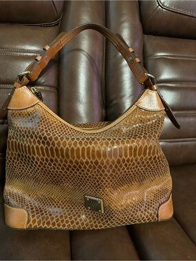 Dooney and Bourke Brown Textured Leather Hobo Bag